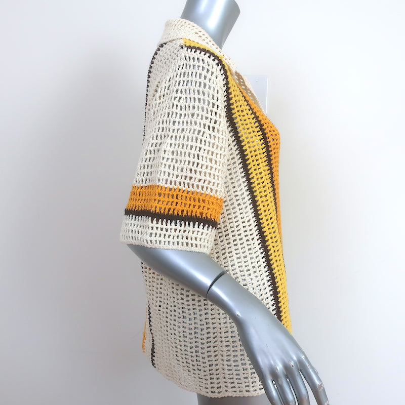 All That Remains Limited Edition James Crocheted Shirt Cream/Yellow Size 8