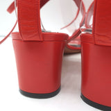 Celine Toe Ring Ankle Wrap Sandals Red Leather Size 37