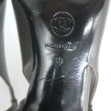 Chanel CC Cap Toe Slingback Pumps Dark Gray & Black Leather Size 39