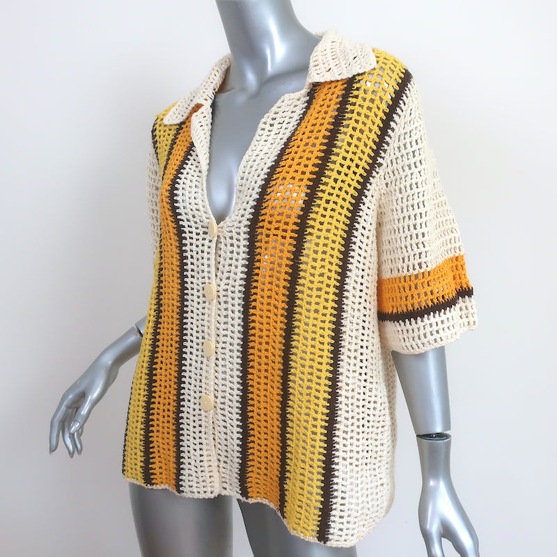 All That Remains Limited Edition James Crocheted Shirt Cream/Yellow Size 8