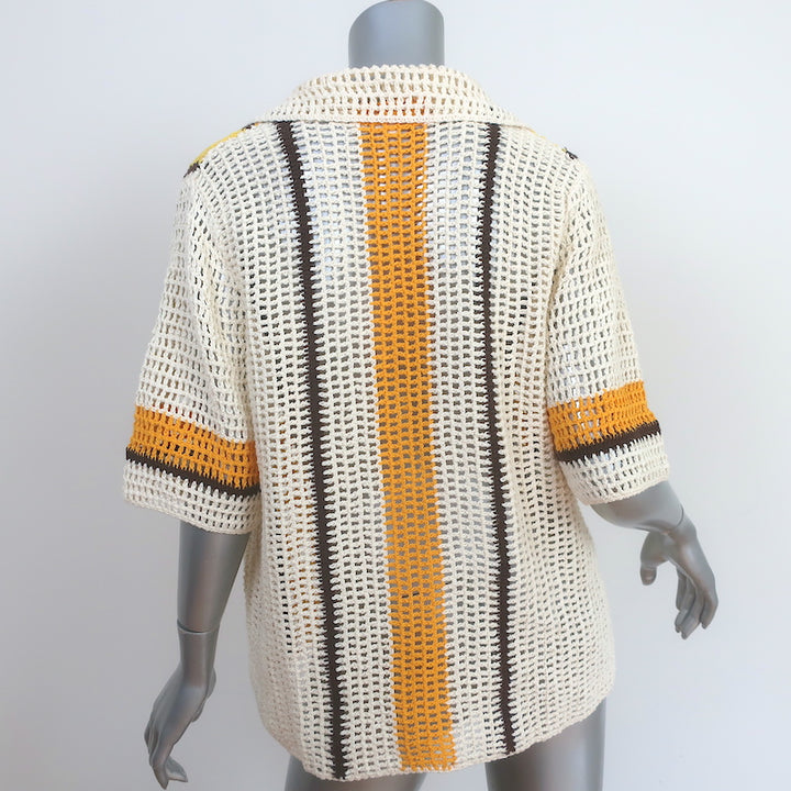All That Remains Limited Edition James Crocheted Shirt Cream/Yellow Size 8