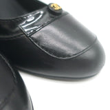Chanel CC Pumps Black Patent-Trimmed Leather Size 38.5