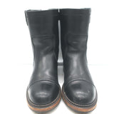 Chanel Short Motorcycle Boots Black Leather & Suede Size 37