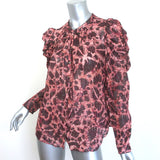 Ulla Johnson Adina Puff Sleeve Blouse Pink Metallic Floral Print Size 10