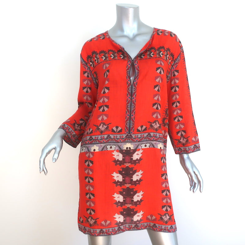 uøkonomisk januar I virkeligheden Isabel Marant Mini Dress Sofia Red Printed Modal Size 1 V-Neck Tunic –  Celebrity Owned