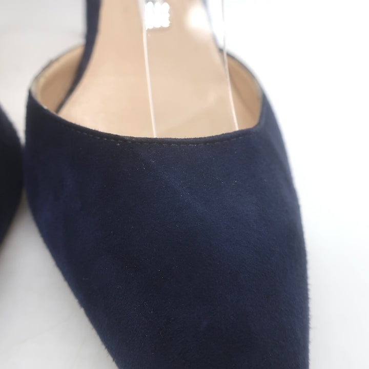 Manolo Blahnik Carolyne Slingback Pumps Navy Suede Size 37