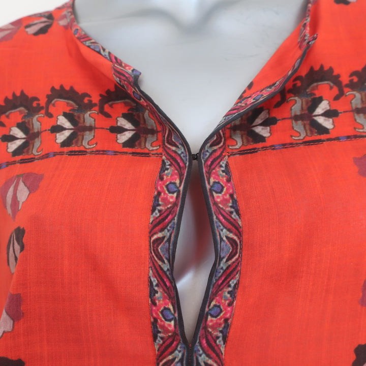 Isabel Marant Mini Dress Sofia Red Printed Modal Size 1 V-Neck Tunic