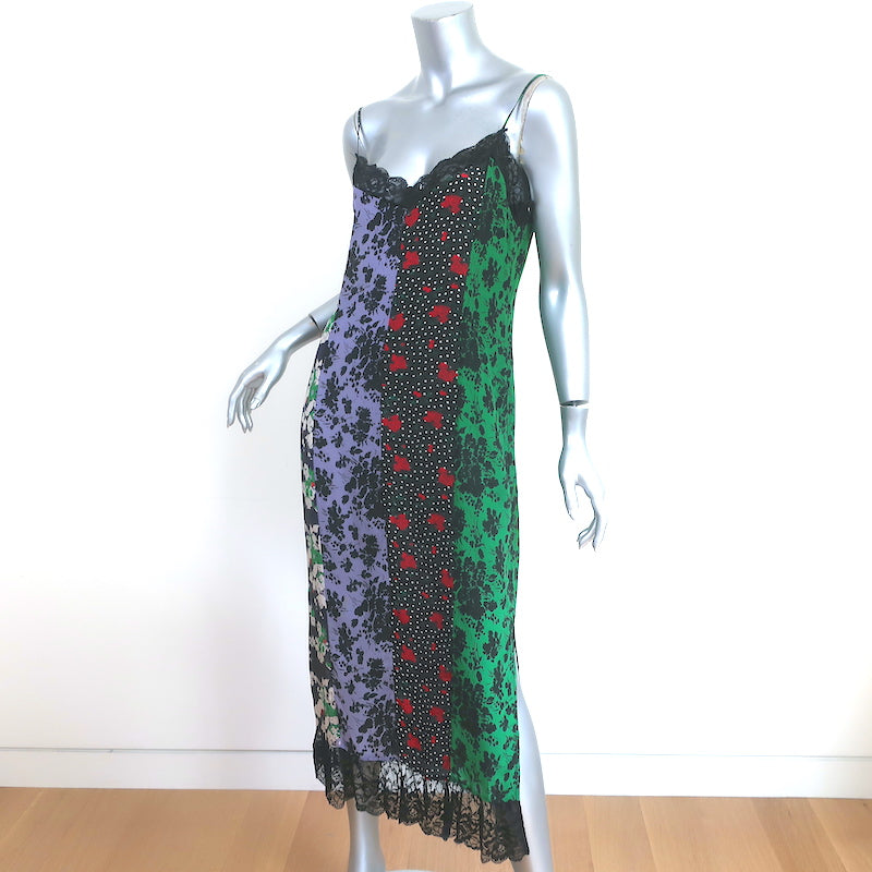 RIXO Midi Slip Dress Naomi Mixed Floral Print Silk Size Small