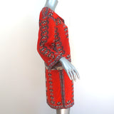 Isabel Marant Mini Dress Sofia Red Printed Modal Size 1 V-Neck Tunic