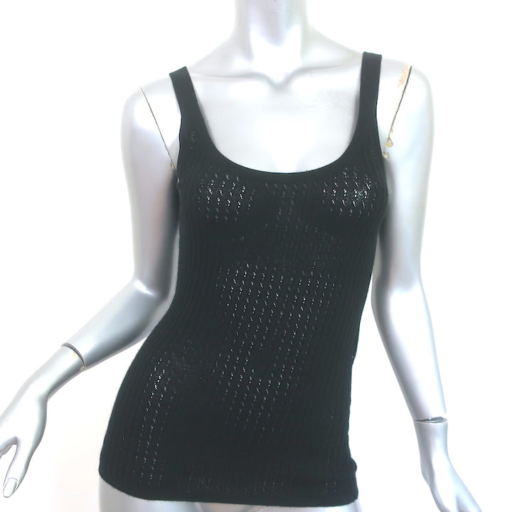 Gabriela Hearst Tank Top &amp; Cardigan Sweater Set Black Pointelle Knit Size Small