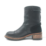 Chanel Short Motorcycle Boots Black Leather & Suede Size 37