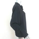 Maje Loiso Tie-Neck Blouse Black Satin Crepe Size 1 Long Sleeve Top