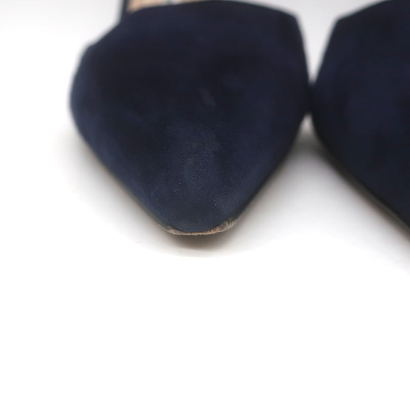 Manolo Blahnik Carolyne Slingback Pumps Navy Suede Size 37