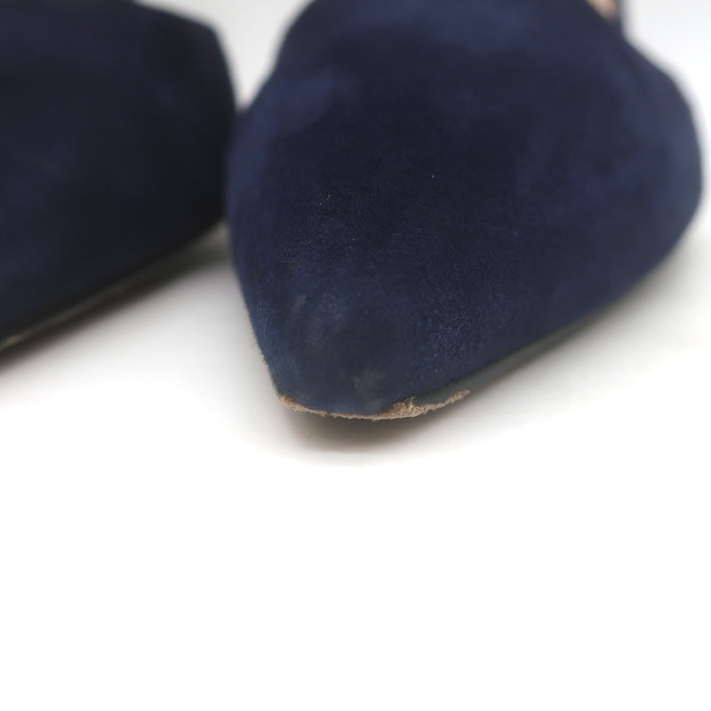 Manolo Blahnik Carolyne Slingback Pumps Navy Suede Size 37