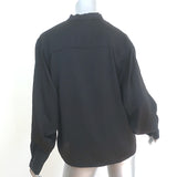 Maje Loiso Tie-Neck Blouse Black Satin Crepe Size 1 Long Sleeve Top