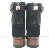 Chanel Short Motorcycle Boots Black Leather & Suede Size 37