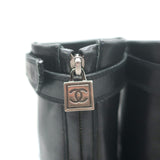 Chanel Short Motorcycle Boots Black Leather & Suede Size 37