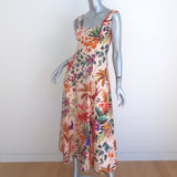 Zimmermann Tropicana Open-Back Midi Dress Multicolor Floral Print Linen Size 1