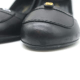 Chanel CC Pumps Black Patent-Trimmed Leather Size 38.5