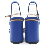 Gucci GG Marmont Ankle Strap Block Heel Sandals Blue Leather Size 38.5