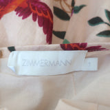 Zimmermann Tropicana Open-Back Midi Dress Multicolor Floral Print Linen Size 1