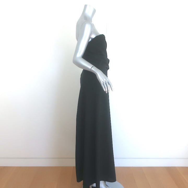 The Row Bima Gathered Strapless Maxi Dress Black Wool-Blend Size 2