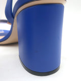 Gucci GG Marmont Ankle Strap Block Heel Sandals Blue Leather Size 38.5