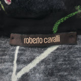 Roberto Cavalli Scoop Neck Silk-Trim Cardigan Black Floral Print Knit Size 40