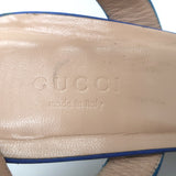 Gucci GG Marmont Ankle Strap Block Heel Sandals Blue Leather Size 38.5