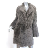 Yves Salomon Curly Lamb Shearling Belted Coat Gray Size 36