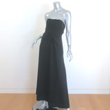 The Row Bima Gathered Strapless Maxi Dress Black Wool-Blend Size 2