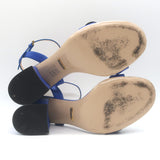 Gucci GG Marmont Ankle Strap Block Heel Sandals Blue Leather Size 38.5