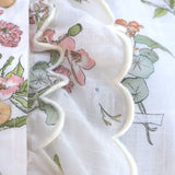 Zimmermann Jeannie Scalloped Puff-Sleeve Blouse White Floral Print Cotton Size 0