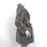 Yves Salomon Curly Lamb Shearling Belted Coat Gray Size 36
