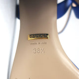 Gucci GG Marmont Ankle Strap Block Heel Sandals Blue Leather Size 38.5
