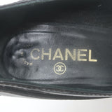Chanel CC Pumps Black Patent-Trimmed Leather Size 38.5