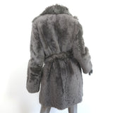 Yves Salomon Curly Lamb Shearling Belted Coat Gray Size 36