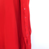 Monse Open-Back Asymmetric Mini Dress Tomato Red Satin Size 12 Long Sleeve