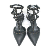 Valentino Noir Caged Rockstud Pointed Toe Pumps Black Leather Size 40