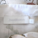 Zimmermann Jeannie Scalloped Puff-Sleeve Blouse White Floral Print Cotton Size 0