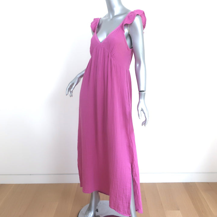 Xirena Leyla Ruffle Strap Maxi Dress Pink Cotton Gauze Size Small