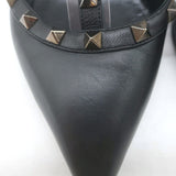 Valentino Noir Caged Rockstud Pointed Toe Pumps Black Leather Size 40