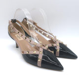 Valentino Rockstud d'Orsay Kitten Heel Pumps Black Patent & Poudre Size 39