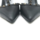 Valentino Noir Caged Rockstud Pointed Toe Pumps Black Leather Size 40