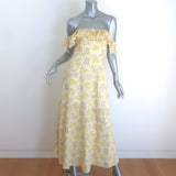 Zimmermann Goldie Ruffled Midi Dress Yellow/Cream Floral Print Linen Size 0