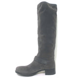 Prada Sport Knee High Moto Boots Dark Gray Suede Size 38