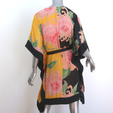 Trina Turk Love Caftan Floral Print Chiffon Size Small Tie-Waist Mini Dress NEW