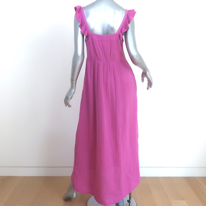Xirena Leyla Ruffle Strap Maxi Dress Pink Cotton Gauze Size Small