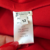 Monse Open-Back Asymmetric Mini Dress Tomato Red Satin Size 12 Long Sleeve