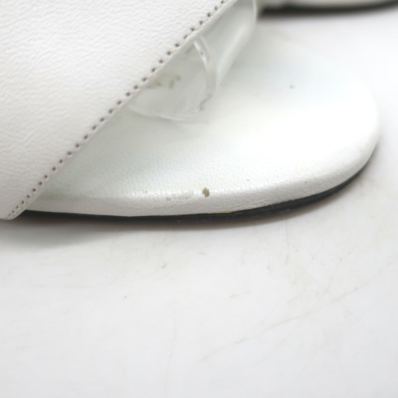 Manolo Blahnik Leda Sculptural Heel Ankle Strap Sandals White Leather Size 37